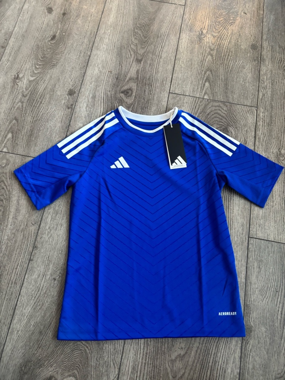 adidas Royal Blue Short Sleeve Athletic Jersey with White Logo
